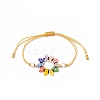 Glass Seed Sunflower Braided Bead Bracelet BJEW-MZ00023-1