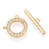 Brass Micro Pave Clear Cubic Zirconia Toggle Clasps KK-E068-VC174-2