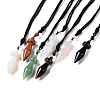 Gemstone Bullet Pendant Necklace with Nylon Cord for Women G-A210-03-1