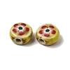 Flat Round Handmade Floral Porcelain Beads PR-CBA03B0-02C-2