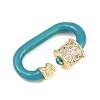 Oval Brass Micro Pave Clear Cubic Zirconia Screw Carabiner Clasps KK-B167-01A-03G-2