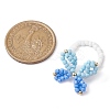 3Pcs 3 Colors Butterfly Glass Seed Beaded Stretch Finger Rings for Women RJEW-TA00150-4