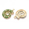 Brass Micro Pave Clear Cubic Zirconia Enamel Pendants KK-T071-28G-03-2