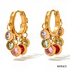 304 Stainless Steel Cubic Zirconia Flat Round Tassel Chandelier Earrings FS-WG9F9FA-01-1