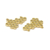 Rack Plating Brass Micro Pave Clear Cubic Zirconia Connector Charms KK-M231-14G-2