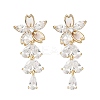 Brass Clear Cubic Zirconia Stud Earrings EJEW-D301-06G-03-4
