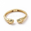 Green Cubic Zirconia Leopard Open Cuff Bangle BJEW-F448-03G-1
