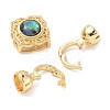 Brass Natural Paua Shell Fold Over Clasps KK-U059-29G-2