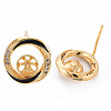 Brass Micro Pave Clear Cubic Zirconia Stud Earring Findings KK-N233-125-NF-1