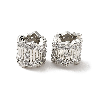 Rack Plating Brass Micro Pave Cubic Zirconia European Beads KK-Q795-03P-1