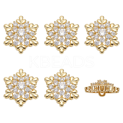 6Pcs 1-Hole Brass Pave Clear Cubic Zirconia Buttons BUTT-FG0001-54G-1