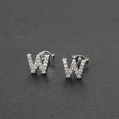 Brass Micro Pave Clear Cubic Zirconia Stud Earrings FS-WGC2F12-23-1