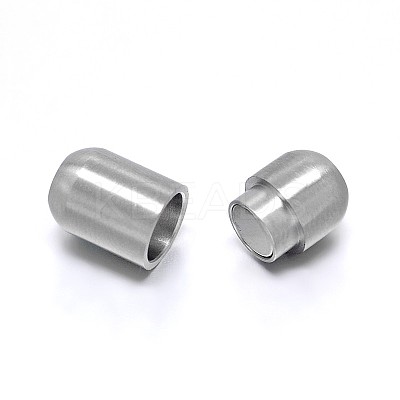 Tarnish Resistant Barrel 304 Stainless Steel Magnetic Clasps with Glue-in Ends STAS-D059-18E-1
