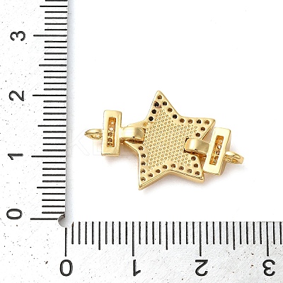 Rack Plating Brass Micro Pave Cubic Zirconia Star Connector Charms KK-K385-101G-01-1