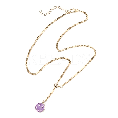 Adjustable 304 Stainless Steel Curb Chain Lariat Necklaces NJEW-JN05857-1