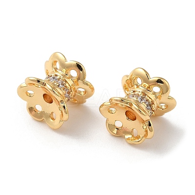 Brass Micro Pave Cubic Zirconia Spacer Beads KK-P239-35G-1