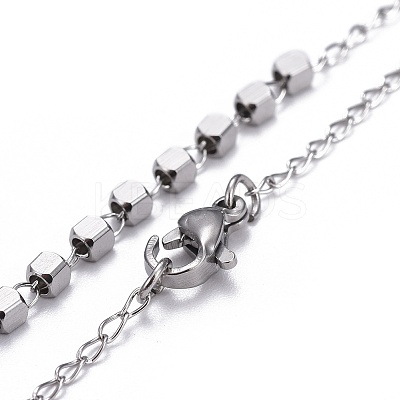 Non-Tarnish 304 Stainless Steel Rosary Bead Necklaces for Easter NJEW-L159-06P-1