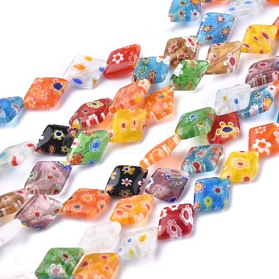 Rhombus Handmade Millefiori Glass Beads LK-R004-48-1