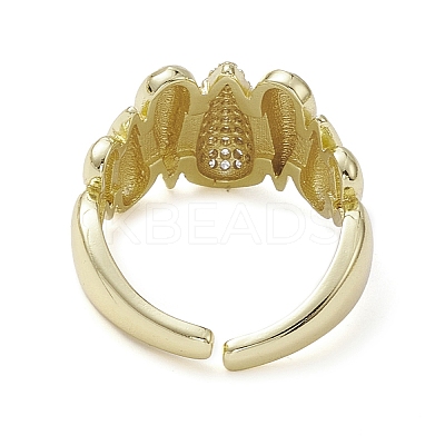 Rack Plating Brass Micro Pave Cubic Zirconia Open Cuff Rings RJEW-K257-01G-1