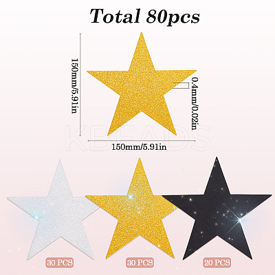 80Pcs Paper Glitter Star Wall Decoration AJEW-SP0001-13-1