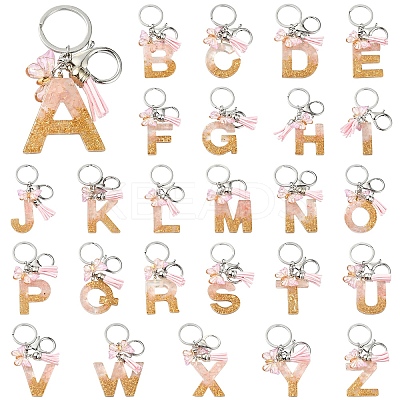 Resin & Acrylic & Faux Suede Tassel Keychain KEYC-YW00123-01-1