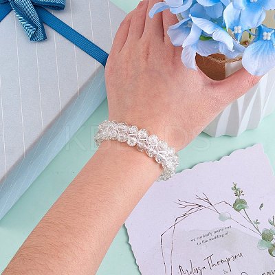 Sparkling Round Glass Braided Bead Bracelet BJEW-SW00082-01-1