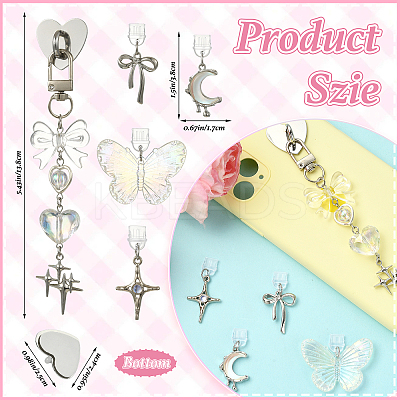 5Pcs PVC Mobile Dustproof Plugs & Iron Cell Phone Holder Stand HJEW-SW00399-1