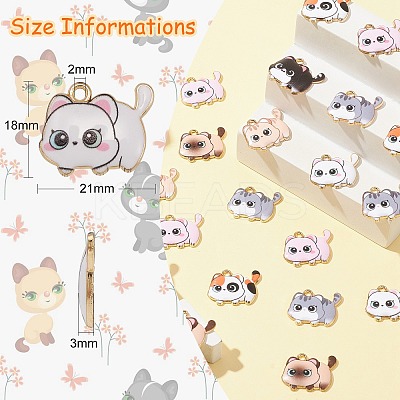 35Pcs 7 Styles Printed Alloy Pendants ENAM-CJ0005-24-1