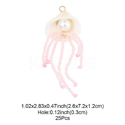 Natural Shell & Glass Pearl Big Pendants PALLOY-FS00031-1