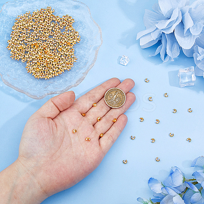 400Pcs Brass Crimp Beads Covers KK-DC0004-78G-1