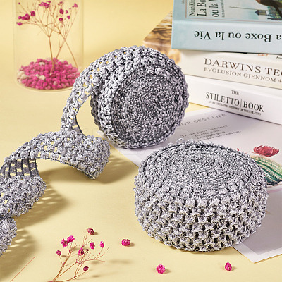 2 Rolls 2 Sizes Polyester Elastic Ribbon EW-TA0001-02H-1