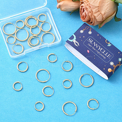 24Pcs 3 Styles Brass Textured Hoop Earrings EJEW-SC0010-89G-1