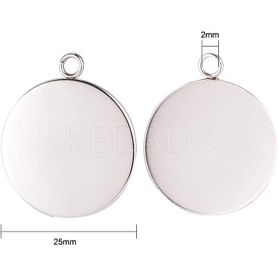 304 Stainless Steel Pendant Cabochon Settings STAS-NB0001-03P-1