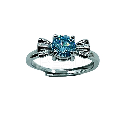 Brass Micro Pave Cubic Zirconia Finger Rings for Women WG8C618-02-1