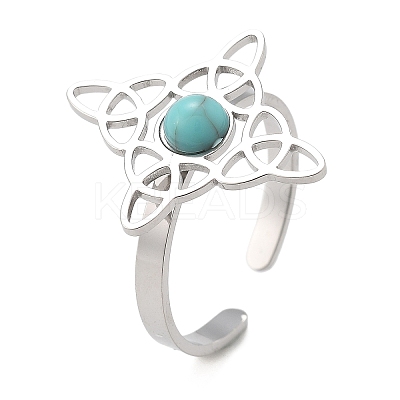 Synthetic Turquoise Finger Rings LS-RJEW-I110-02P-01-1