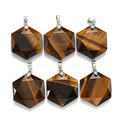Natural Tiger Eye Pendants G-E487-95J-1