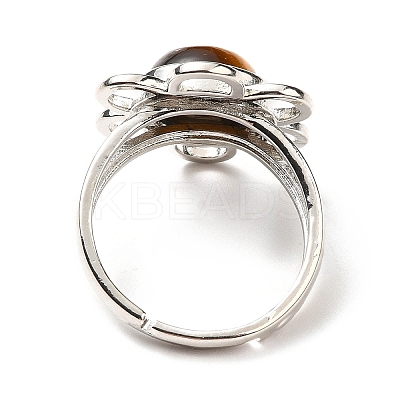 Natural Tiger Eye Adjustable Rings RJEW-P043-01P-18-1
