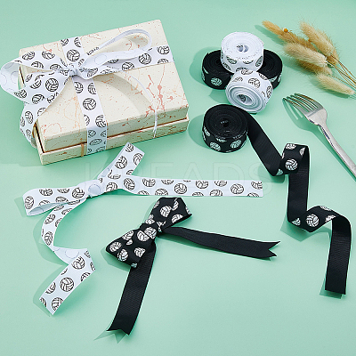 30 Yards 2 Colors Flat Volleyball Pattern Polyester Ribbons OCOR-DC0001-25-1