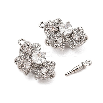 Brass Micro Pave Clear Cubic Zirconia Box Clasps KK-C075-17P-1