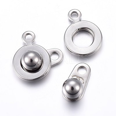 Non-Tarnish 201 Stainless Steel Snap Clasps STAS-C042-03P-1