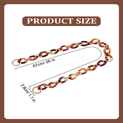 1Pc Twisted Oval Resin Handbag Chain Straps with Aluminum Findings FIND-LP0004-91-1