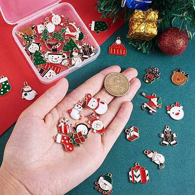 50Pcs 25 Style Christmas Alloy Enamel Pendants ENAM-SZ0003-09-1