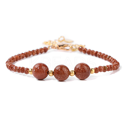 Round Synthetic Goldstone Beaded Bracelets ZS3051-2-1