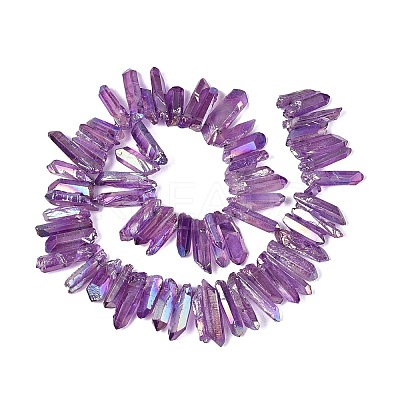 Spray Painted Electroplate Natural Quartz Crystal Points Beads Strands G-Q610-02G-1