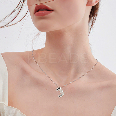 1pc Brass Chain with Alloy Letter Pendants Necklaces NJEW-LP0001-41J-P-1