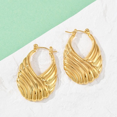 304 Stainless Steel Stripe Hoop Earrings EJEW-S265-11G-1