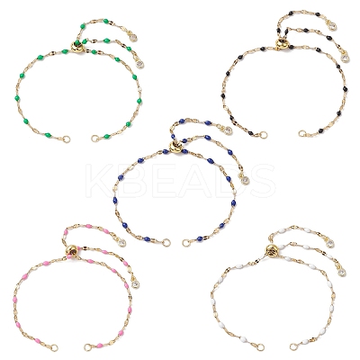 304 Stainless Steel Enamel Dapped Chains Slider Bracelets Making AJEW-JB01293-1