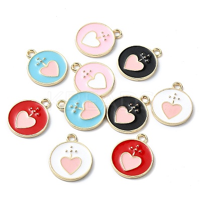 Rack Plating Alloy Enamel Pendants PALLOY-F308-01G-1