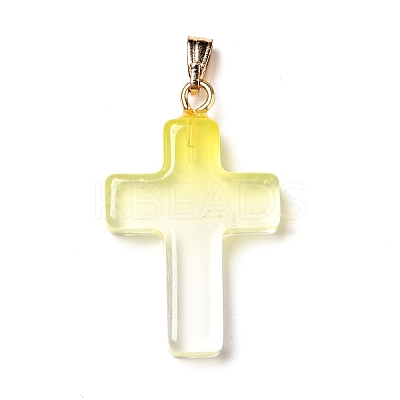 Two Tone Transparent Glass Pendants GLAA-A004-02G-1
