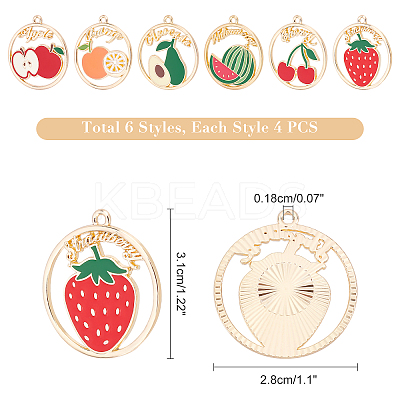 24Pcs 6 Style Alloy Enamel Pendants ENAM-NB0001-76-NR-1